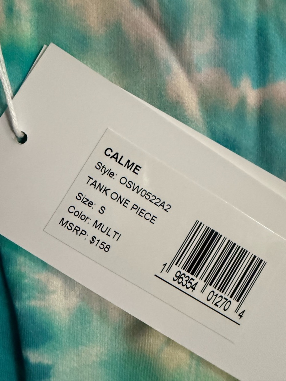 🆕 Johnny Was Calme Aqua Keys Turquoise Tie Dye One Piece Tank Swimsuit Sz Small - Picture 6 of 6